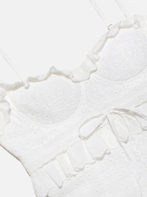 Robe longue blanche détail dentelle douceur