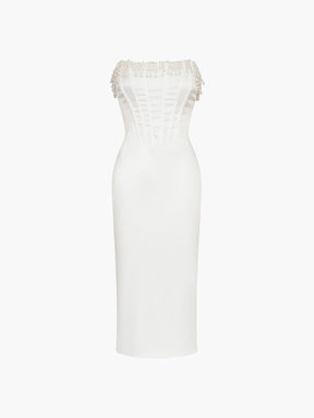 Robe midi satin ajustée gracieuse
