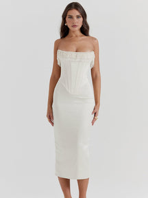 Robe midi bustier blanche élégante sereine