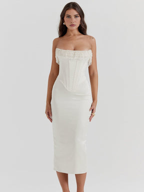 Robe midi bustier blanche élégante sereine