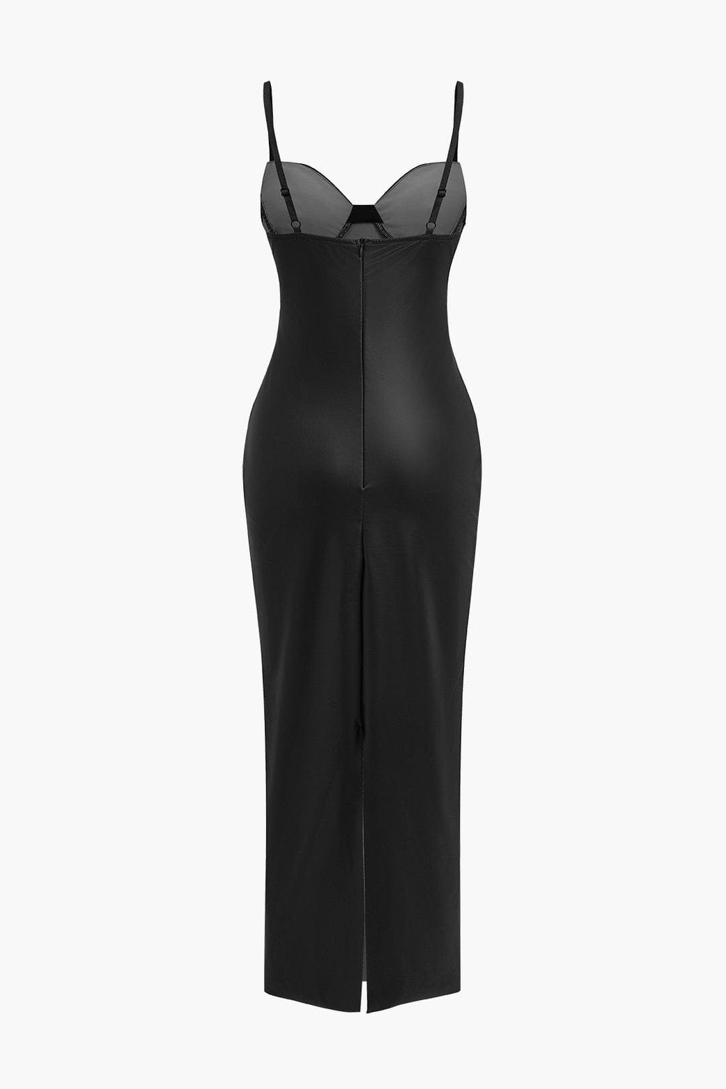 Robe longue moulante en simili cuir bordeaux luxueuse