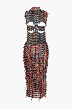 Robe midi asymétrique vue latérale vent