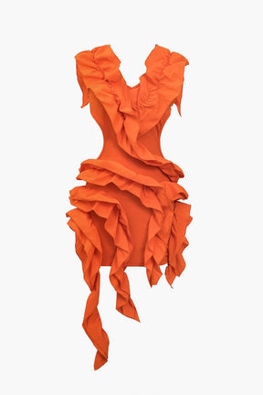 Robe dos nu orange élégante soleil
