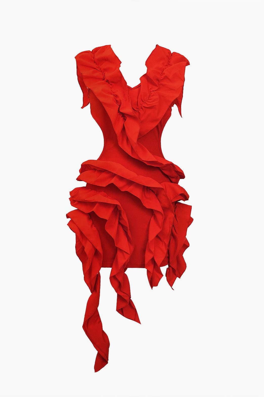 Vue latérale robe orange cascade