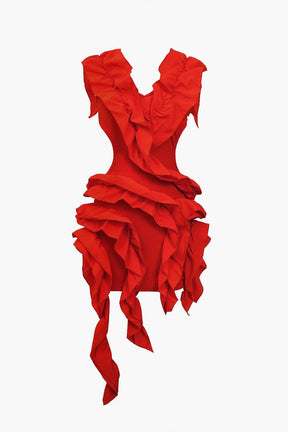 Vue latérale robe orange cascade