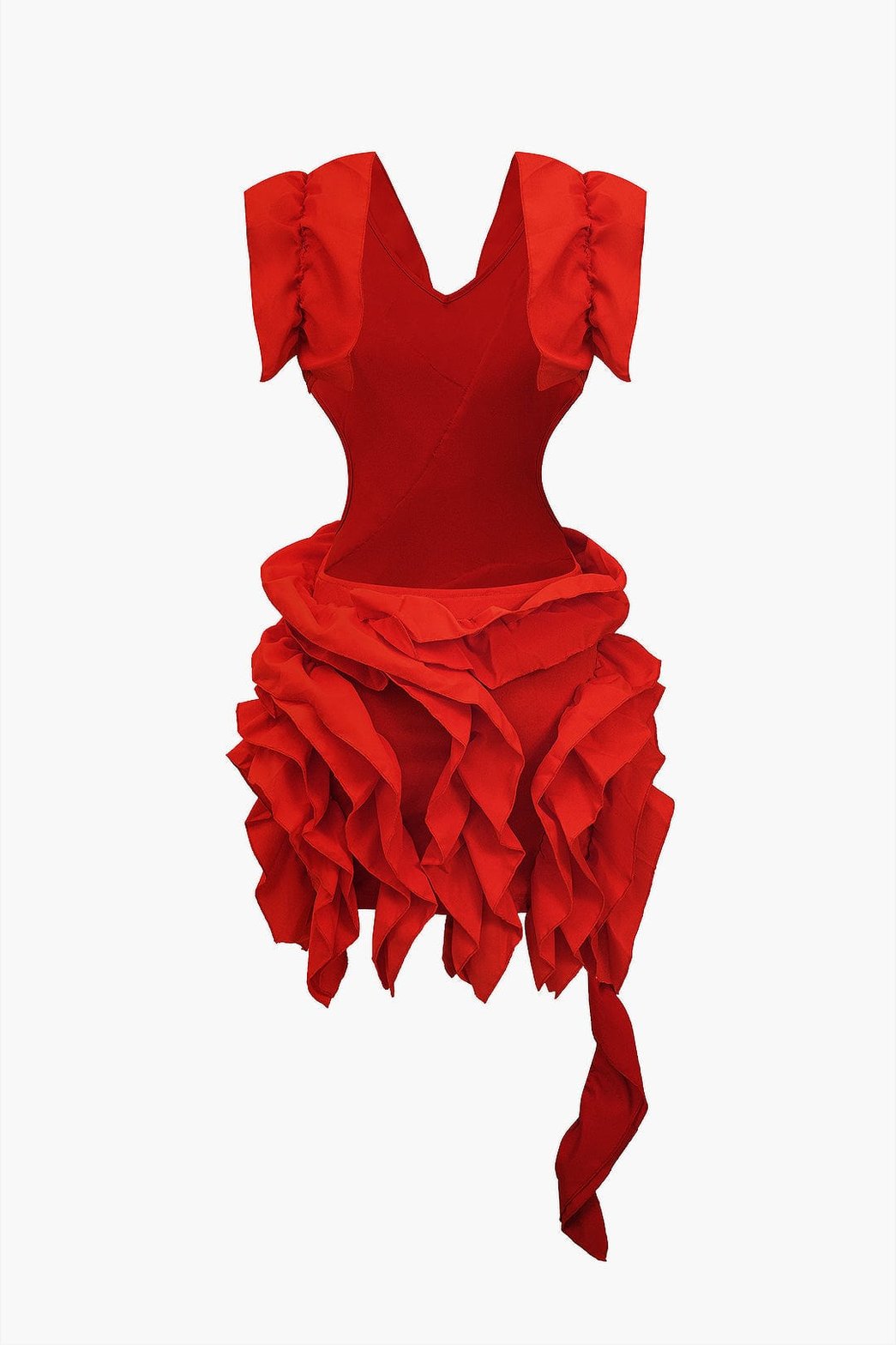 Robe midi volantée orange nuage