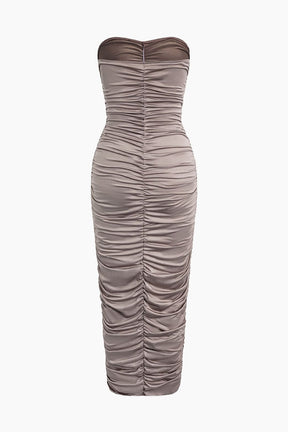 Robe midi moulante drapée vue dos lune