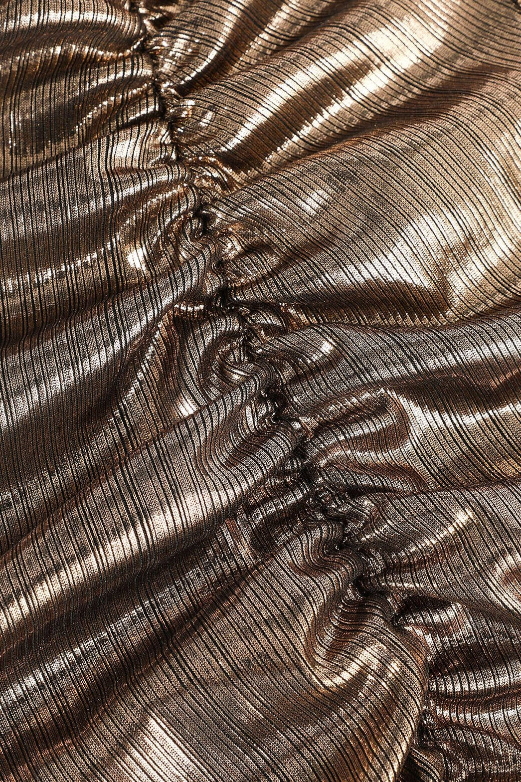 Robe midi métallisée détail drapé scintillant