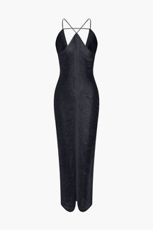 Détail bretelles robe midi perle