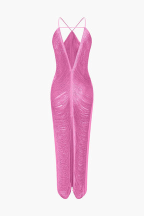 Robe midi dorée détail émeraude