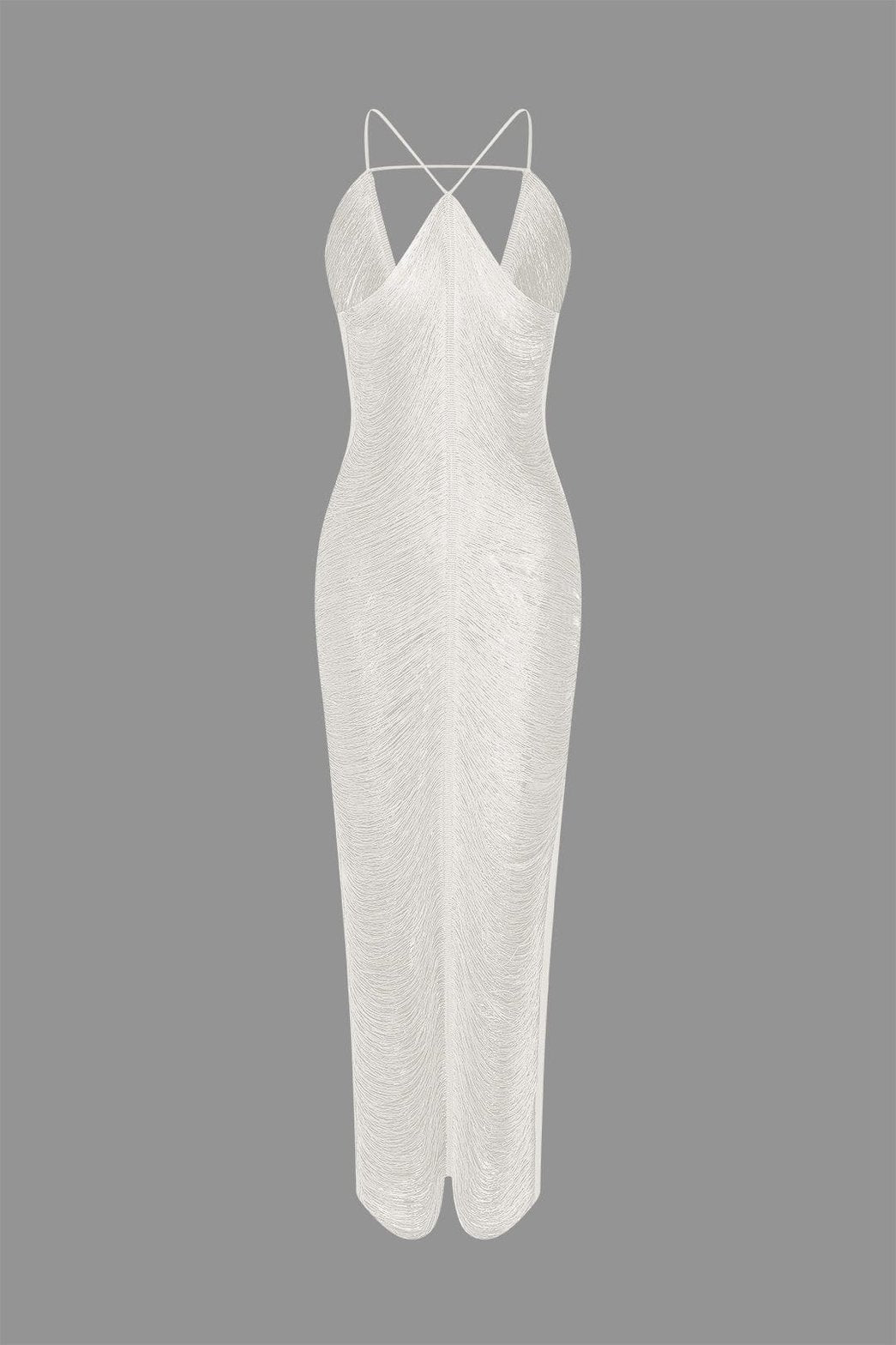Vue latérale robe midi cristal