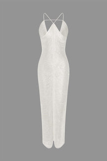 Vue latérale robe midi cristal