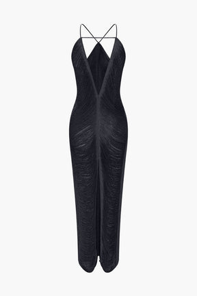 Vue de face robe midi saphir