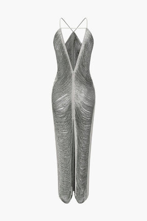 Robe midi franges dorées ambre