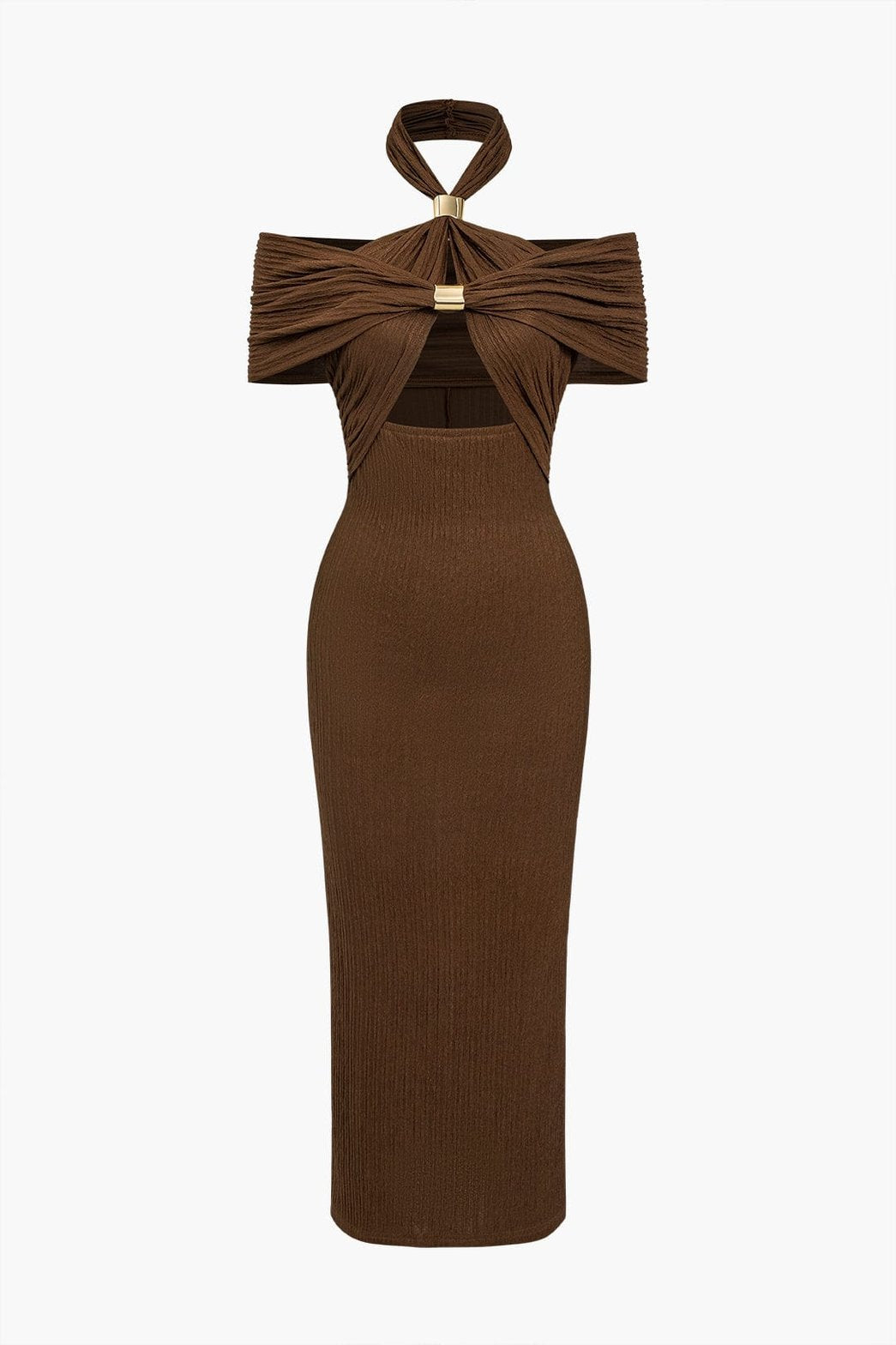 Robe midi marron élégante texture douceur
