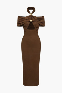 Robe midi marron élégante texture douceur