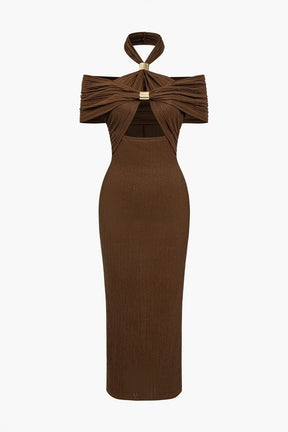 Robe midi marron élégante texture douceur