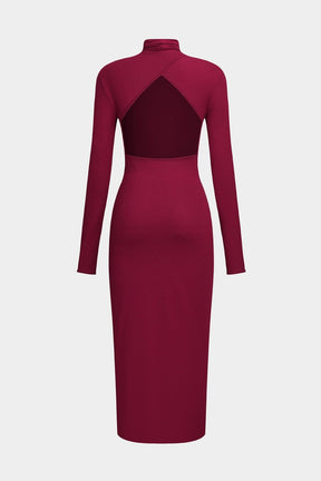Robe fendue bordeaux moulante harmonie