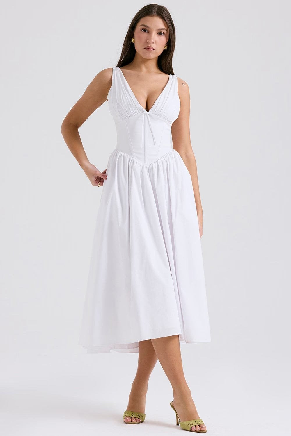Robe midi élégante pastel vague