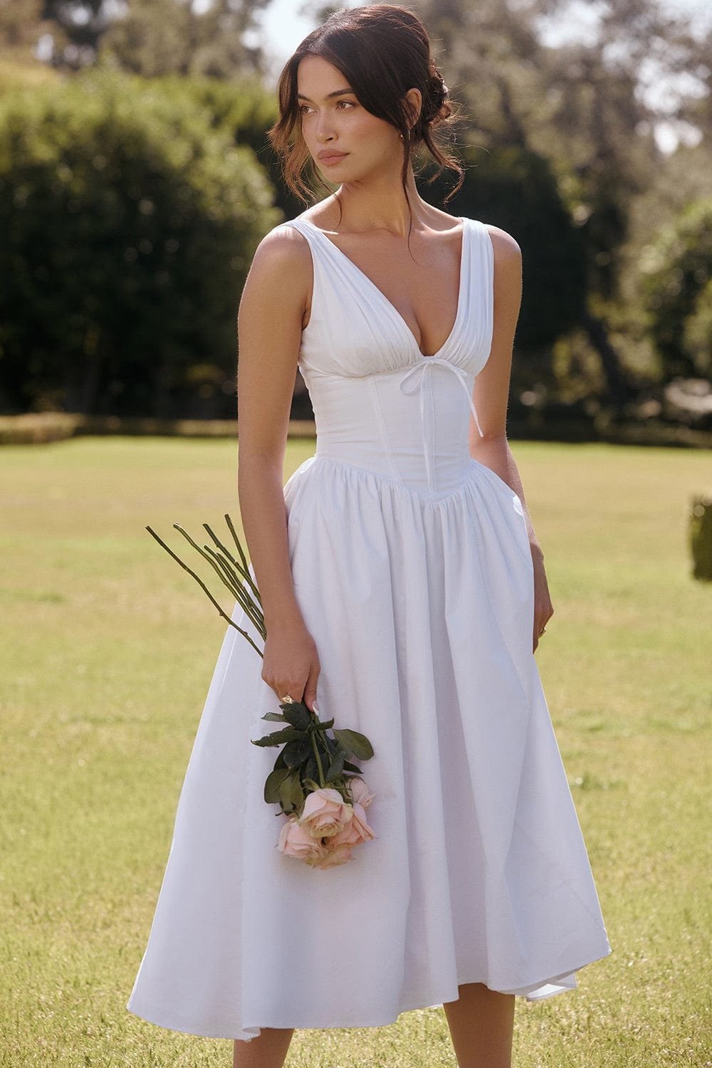 Robe longue fluide été azur