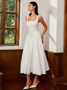 Robe coton dos nu blanc lune