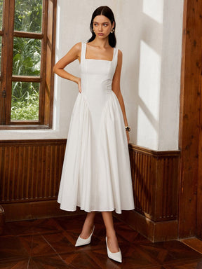 Robe midi coton blanc gracieux