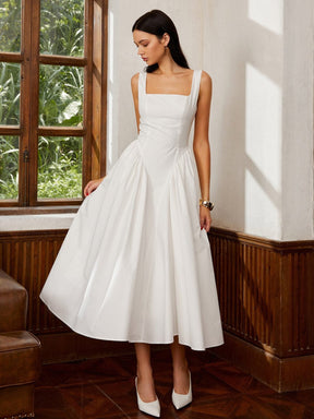 Robe encolure carrée blanc étoile