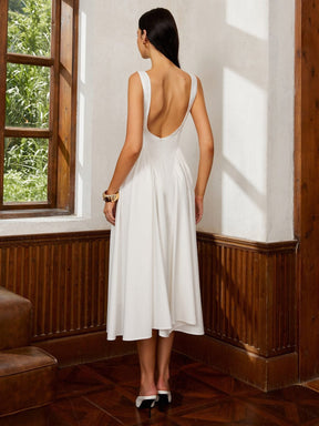 Robe midi élégante blanc nuage