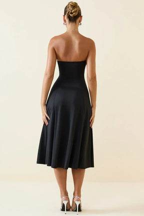 Robe midi fendue vue trois-quarts lune