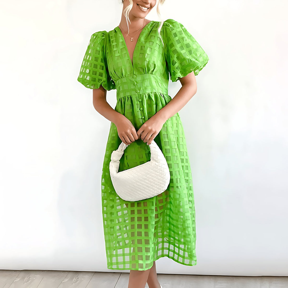 Robe midi à manches bouffantes passion
