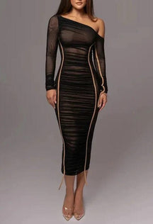Robe midi élégante effet drapé lune
