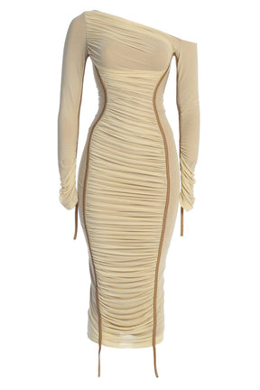 Robe midi asymétrique drapée océan
