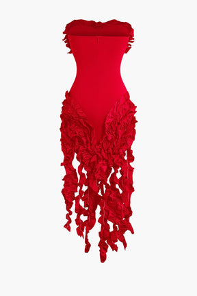 Robe Midi Élégante à Volants Émeraude