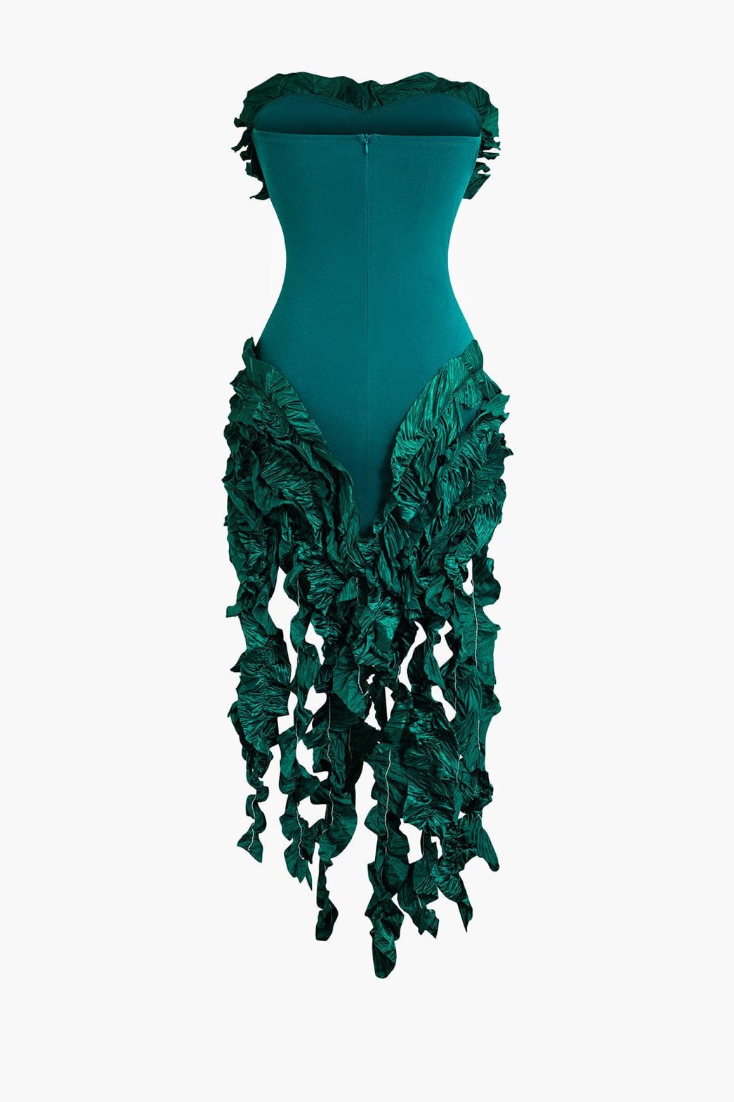 Robe longue verte détail drapé satin