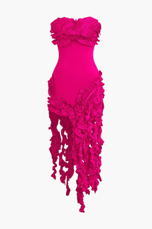 Robe Midi Élégante à Volants Émeraude