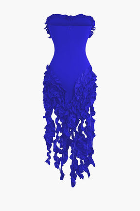 Robe Midi Élégante à Volants Émeraude