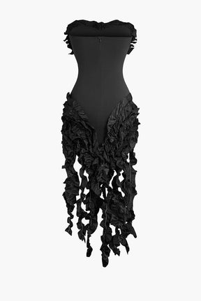 Robe Midi Élégante à Volants Émeraude