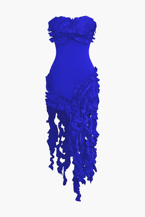 Robe Midi Élégante à Volants Émeraude