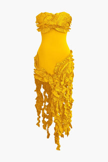 Robe Midi Élégante à Volants Émeraude