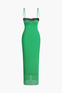 Robe midi orange vue détaillée cristal