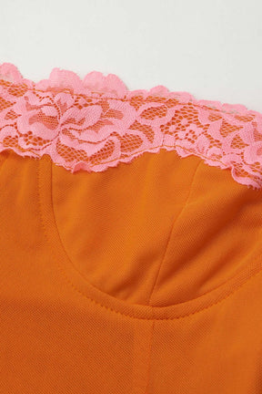 Robe midi orange vue latérale fleur