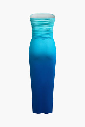 Robe longue dégradée rose violet arc-en-ciel