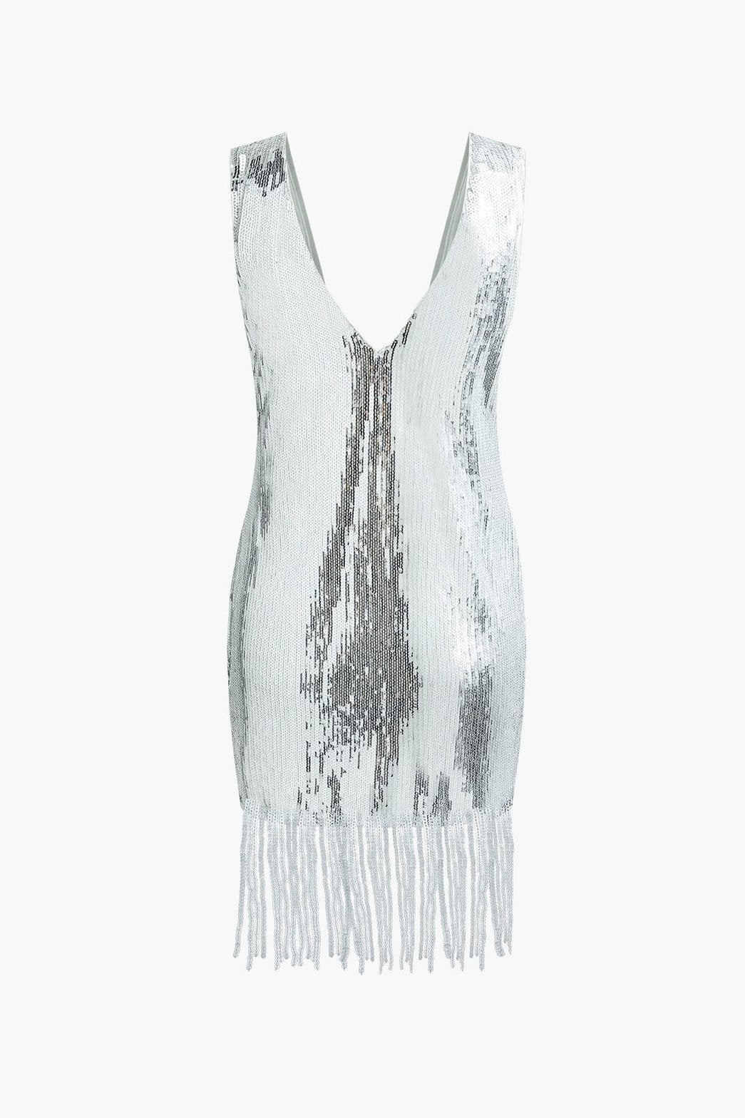 Robe midi à paillettes argentée vue de côté lune