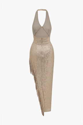 Robe midi brillante fente latérale lune