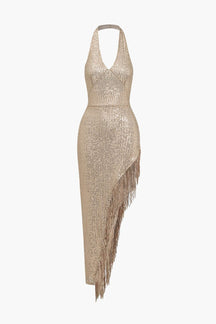 Robe paillettes dorée dos nu élégante étoile