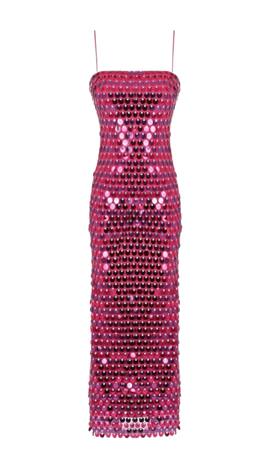 Détail paillettes robe midi perle