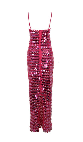 Robe midi glamour vue complète rubis