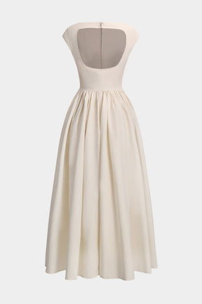 Robe midi plissée dos nu vue de dos harmonie