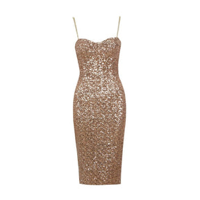 Robe midi brillante vue arrière nuit