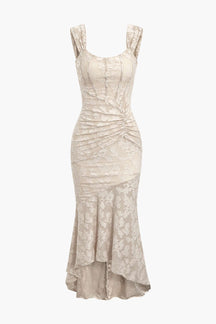 Vue de profil robe midi blanc cassé nuage